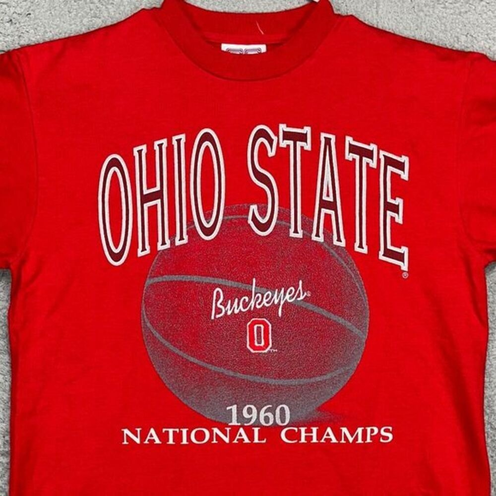 VINTAGE Ohio State Buckeyes Basketball T-Shirt Mens Medium Red Crable Sportswear